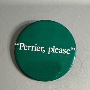 Vintage Green Perrier Button Pin